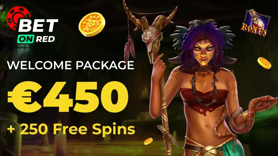 Uvítací bonus 450€ + 250 roztočení zadarmo v BetOnRed Casino