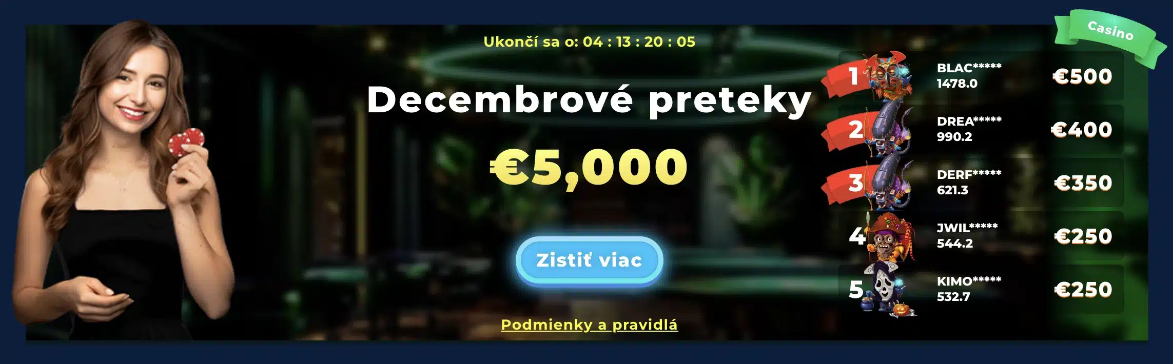 Ceny pre najlepších - Decembrové Preteky vo Wazamba Casino